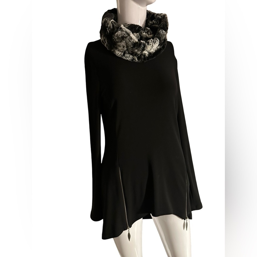 Joseph Ribkoff Black and Gray Cowl Neck Sweater